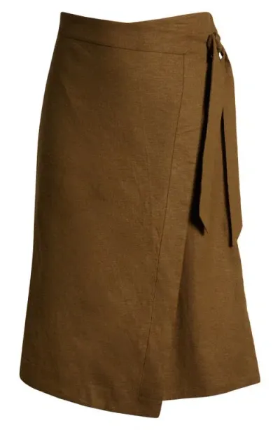 Universal Standard Linen Blend Faux Wrap Skort In Fern