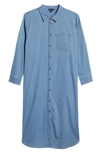 Universal Standard Odeon Long Sleeve Chambray Shirtdress In Cove Blue