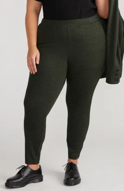 Universal Standard Pull-on Ponte Pants In Dark Green Houndstooth