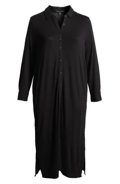 Universal Standard Sally Long Sleeve Liquid Jersey Shirtdress In Black