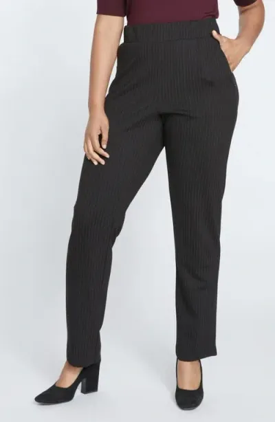 Universal Standard Smart Elastic Waist Ponte Pants In Slate Pinstripe