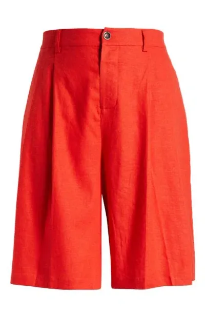 Universal Standard Tailored Linen Blend Shorts In Valiant Poppy