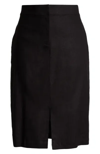 Universal Standard Wooster Linen Blend Pencil Skirt In Black