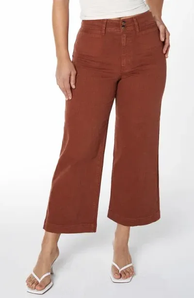 Unpublished Gemma Crop Wide Leg Jeans In Rust Brown