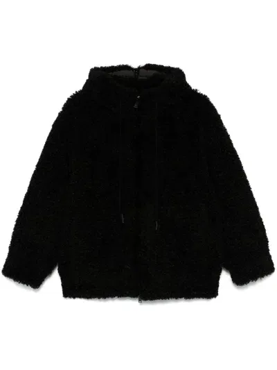 Urbancode Hooded Eco Fur Jacket In Black