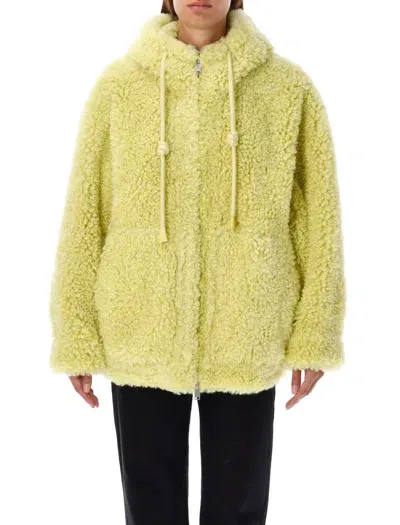 Urbancode Hooded Eco Fur Jacket In Yellow