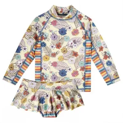 Uv Skinz Kids'  2pc Long Sleeve Sunny Swim Set In Summer Garden