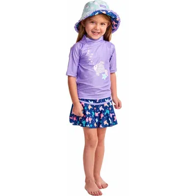 Uv Skinz Babies'  3pc Sun & Swim Set In Purple Sparkle Fish