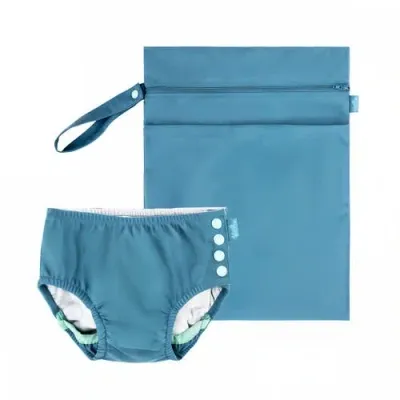 Uv Skinz Kids'  Adjustable Swim Diaper Set In Baltic