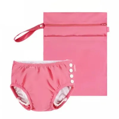 Uv Skinz Kids'  Adjustable Swim Diaper Set In Pink