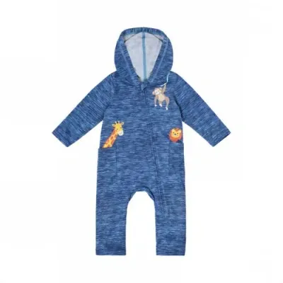 Uv Skinz Kids'  Hooded Everyday Romper In Jaspe Zoo