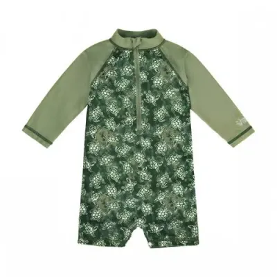 Uv Skinz Babies'  Long Sleeve Swim Romper In Turtle Cove