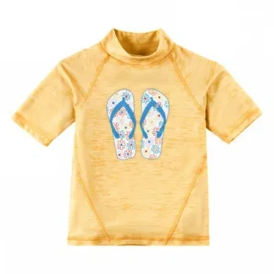 Uv Skinz Kids'  Short Sleeve Sport Sun & Swim Shirt In Marigold Sandy Beach