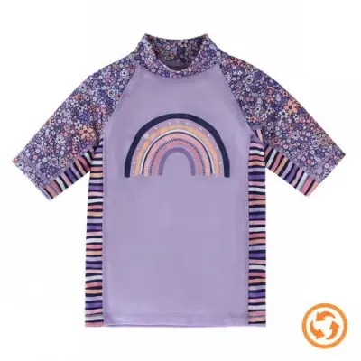 Uv Skinz Kids'  Short Sleeve Sunny Swim Shirt In Lavender Fields