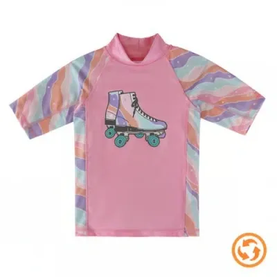 Uv Skinz Kids'  Short Sleeve Sunny Swim Shirt In Rollin Along