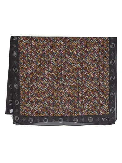 V73 Geometric-print Scarf In Black