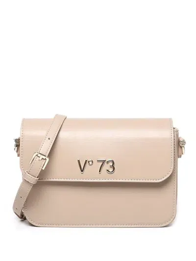 V73 Logo-lettering Crossbody Bag In Beige