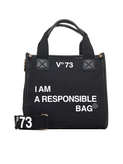 V73 Responsability Tote Bag In Black