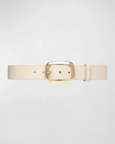 Vaincourt Paris La Captivante Pebbled Leather Belt In Chalk