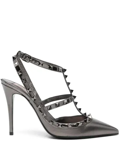 Valentino Garavani 100mm Rockstud Pumps In Gray