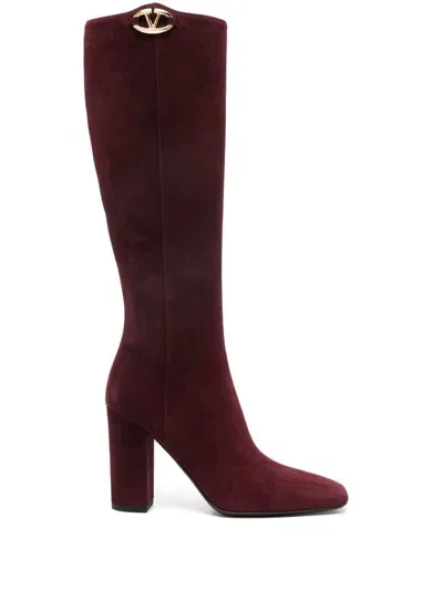 Valentino Garavani 100mm Vlogo The Bold Edition Boots In Red