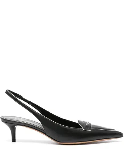 Valentino Garavani Leather Vlogo Slingback Pumps 60 In Black