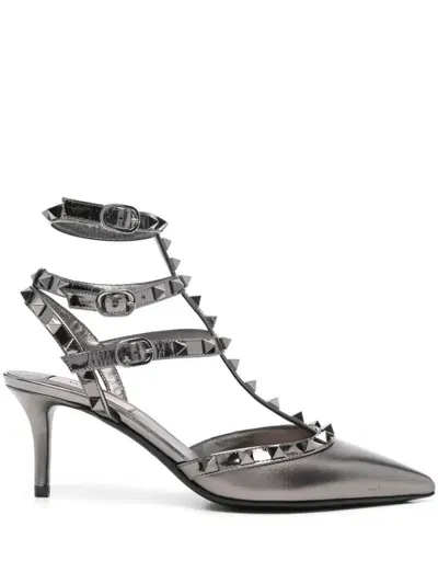 Valentino Garavani 70mm Rockstud Caged Pumps In Grey