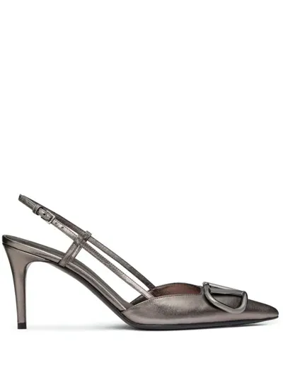 Valentino Garavani 80mm Vlogo Signature Pumps In Grey