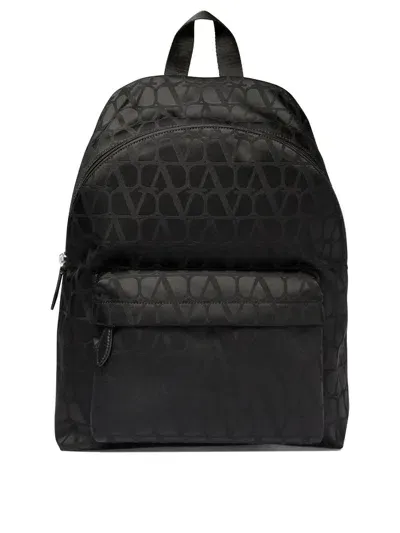 Valentino Garavani Backpack In Toile Iconographe Technical Fabric In Black