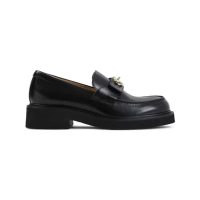 Valentino Garavani Vlogo Medallion Leather Slip-on Loafers In Black