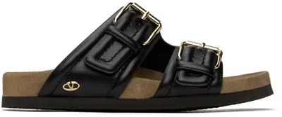 Valentino Garavani Black Fussfriend Sandals In Multicolor