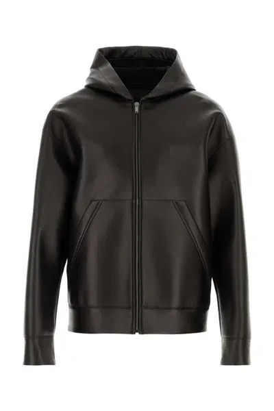 Valentino Garavani Black Leather Jacket In Nero