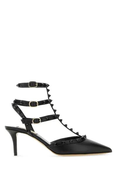 Valentino Garavani Black Leather Rockstud Pumps