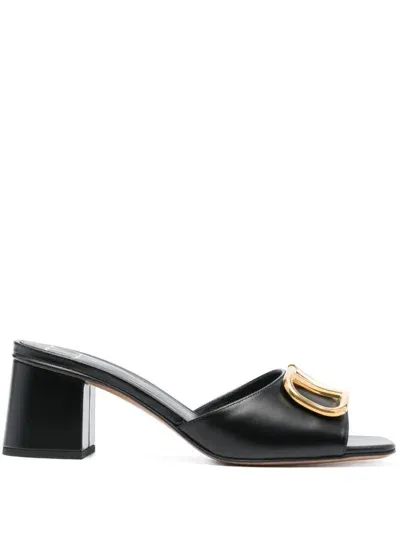 Valentino Garavani Black Logo Leather Heels