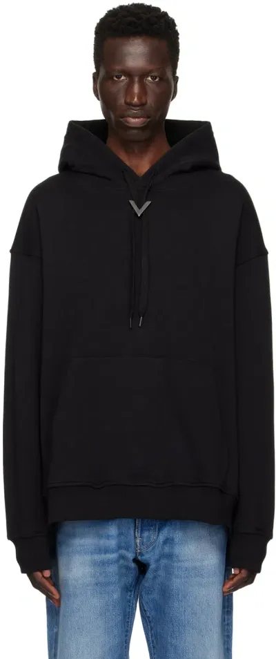 Valentino Black Vlogo Hoodie In 0no Nero