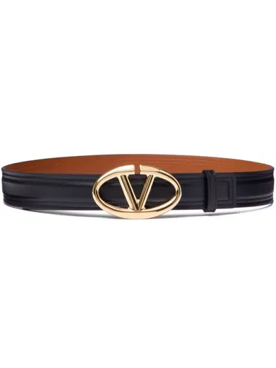 Valentino Garavani Black Vlogo Signature Leather Belt