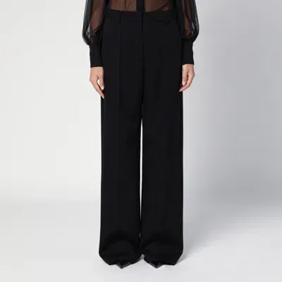 Valentino Black Wool Wide Trousers