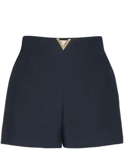 Valentino Wool And Silk Shorts In Blue