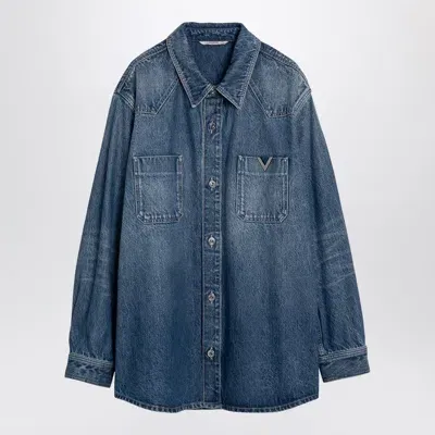 Valentino Blue Denim Shirt With V Detail Men