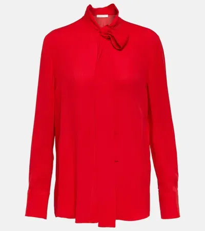 Valentino Tie-neck Long-sleeved Blouse In Red