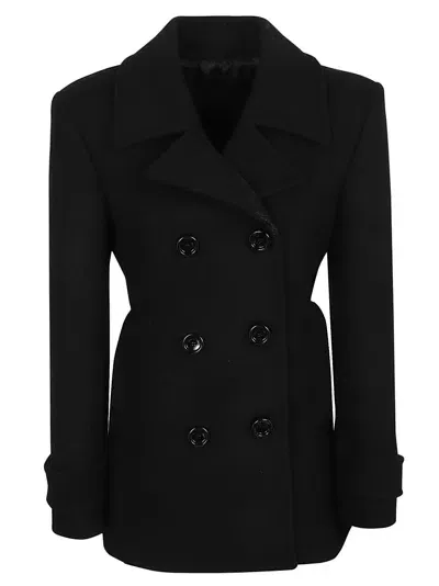 Valentino Caban Solid Compact Coat In Black