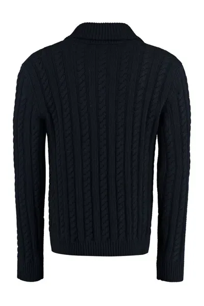 Valentino Cable Knit Sweater In Blue