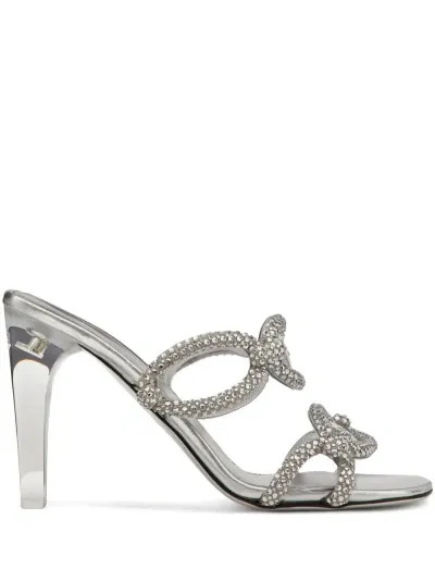 Valentino Garavani Chain 1967 Patent Sandals In Silver