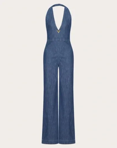 Valentino Chambray Denim Jumpsuit Woman Denim 46