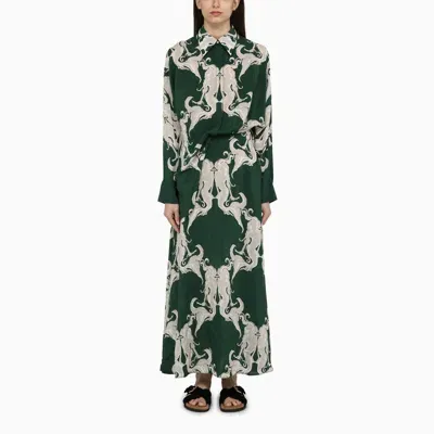 Valentino Chemisier Dress With Ivy Green Silk Print In Multicolor