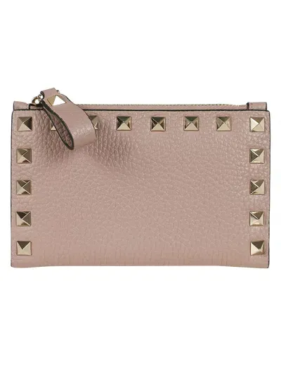 Valentino Garavani Coin Purse/card Case Rockstud In Poudre