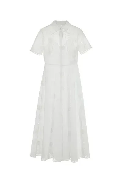 Valentino Collared Shirt Dress In White