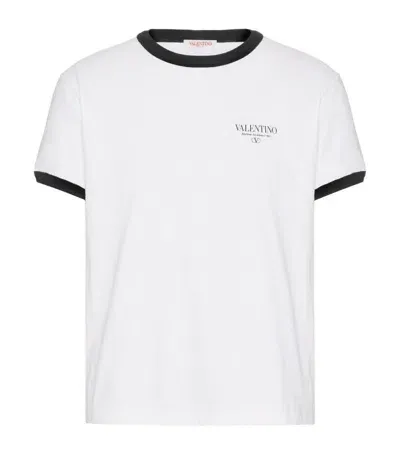 Valentino Contrast-trim Logo T-shirt In Negro