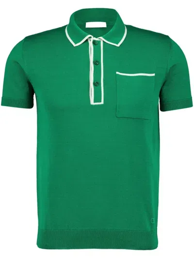 Valentino Contrast-trim Polo Shirt In Green