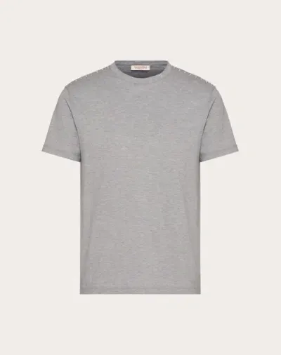 Valentino T-shirt Ras-du-cou En Coton Avec Cabochons Homme Gris Xl In Gray